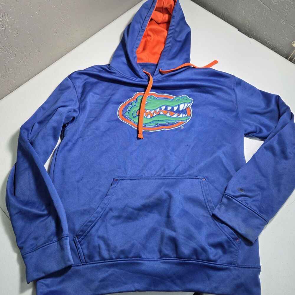 Champion Florida Gators Hoodie Mens M Royal Blue Poly Fleece Contrast Hood SEC